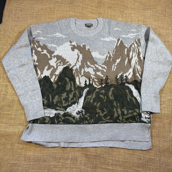 NEW Eddie Bauer Woman's "Cabin Calling" Cotton/Tencel Graphic Sweater Size Large - Picture 1 of 10